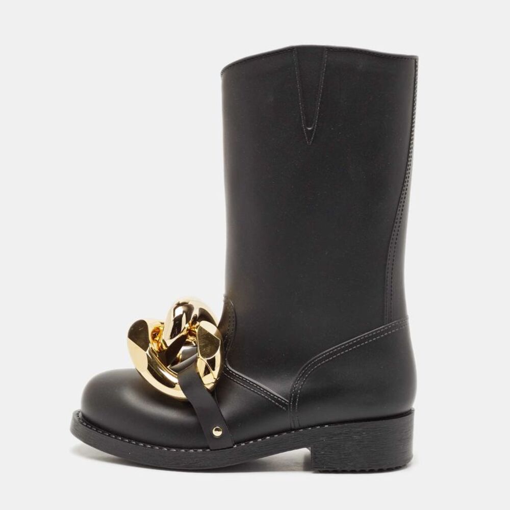 J.w.anderson Black Rubber Chain Rain Boots Size 38